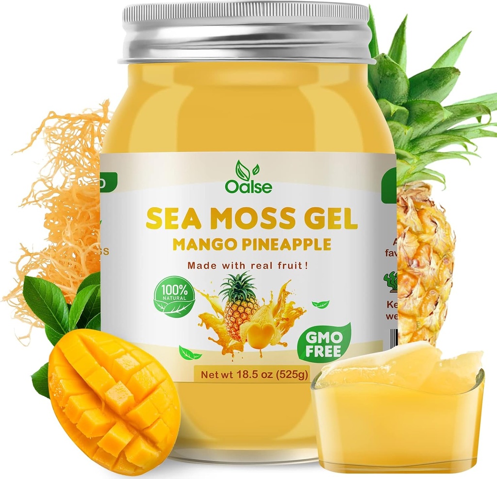 Sea Moss Gel - 18.5OZ Mango Pineapple Flavor Sea Moss Gel Raw Nutritious Rich in 102 Vitamins and Minerals, Proteins & Vitamins, Vegan-Friendly