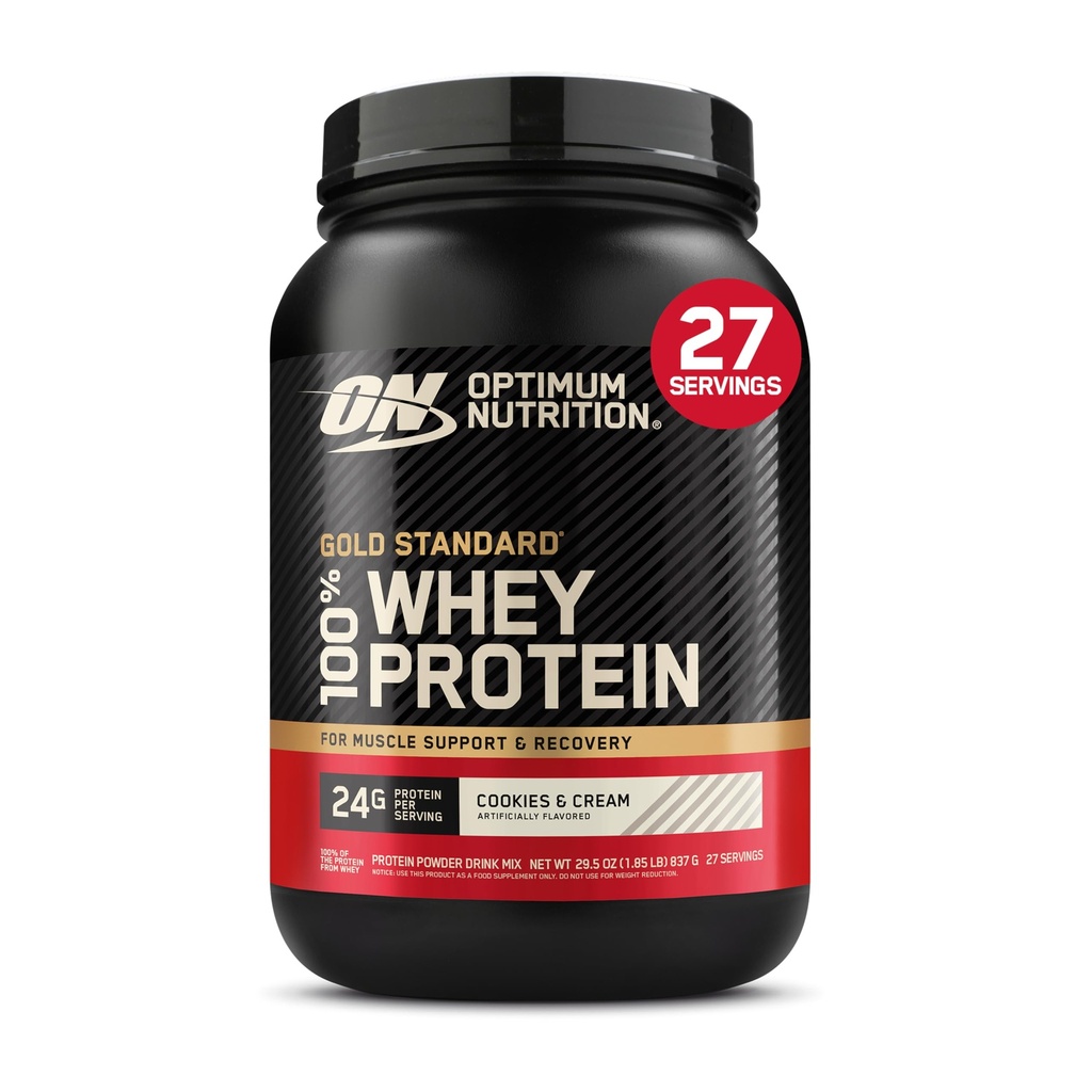 Optimum Nutrition Gold Standard 100% Whey Proteine Powder, Cookie-uri & Cream, 2 Pound (Packaging May Vary)