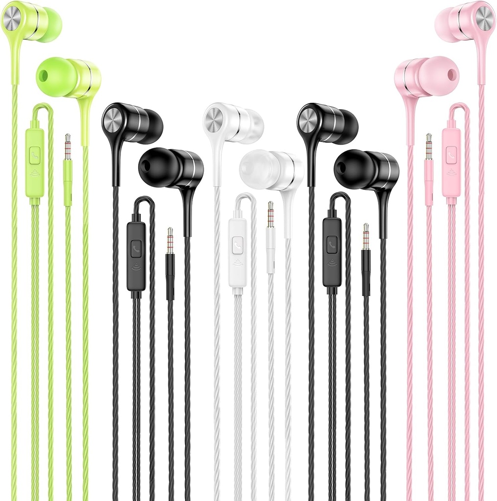 Căști cu fir cu Microfon 5 Pack, căști în-Ear cu Heavy Bass, Căști de înaltă calitate Sound Compatibil cu iPad, Laptop, MP3, Android Smartphone-uri, se potrivește cu toate dispozitive Jack 3.5mm