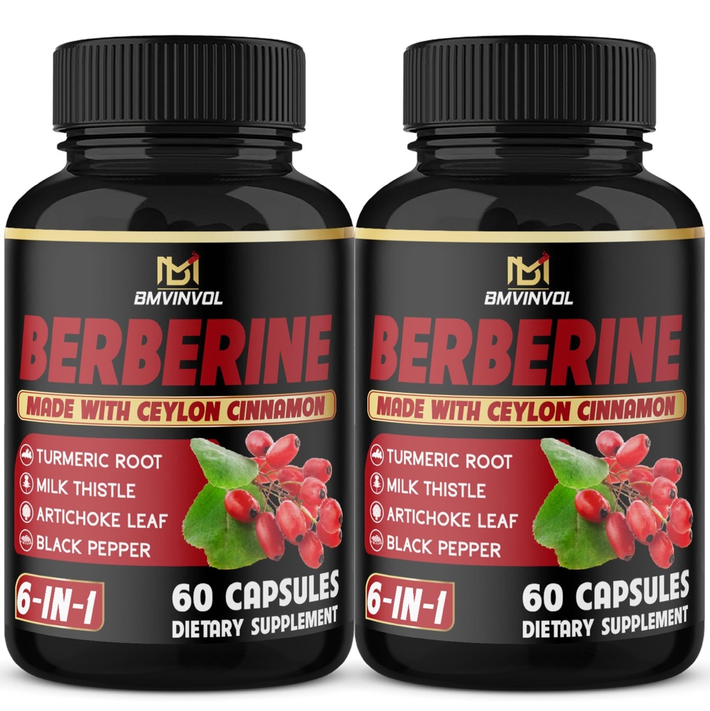 (2 Pachete) Berberine Supliment Plus Ceylon Scorțișoară, Turmeric, Anghinare, Mulge, Pepper negru - 120 Capsule - 4 luni de aprovizionare