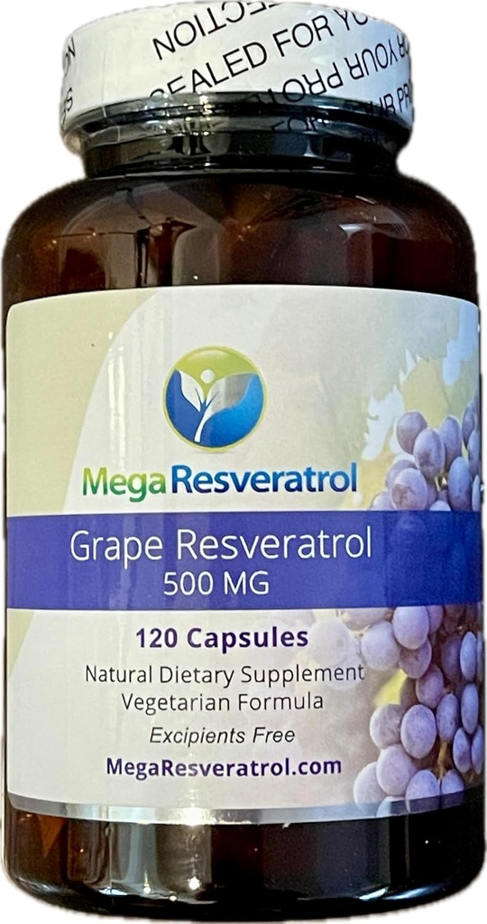Mega Resveratrol Red Grape Skin, Piciid Resveratrol, Apă-Soluble/High Absorbtion/Boosts Nitric oxid. 500 mg per capsulă. Puritate Certificată. NO Toxic  Keto, Vegan, Non-GMO.