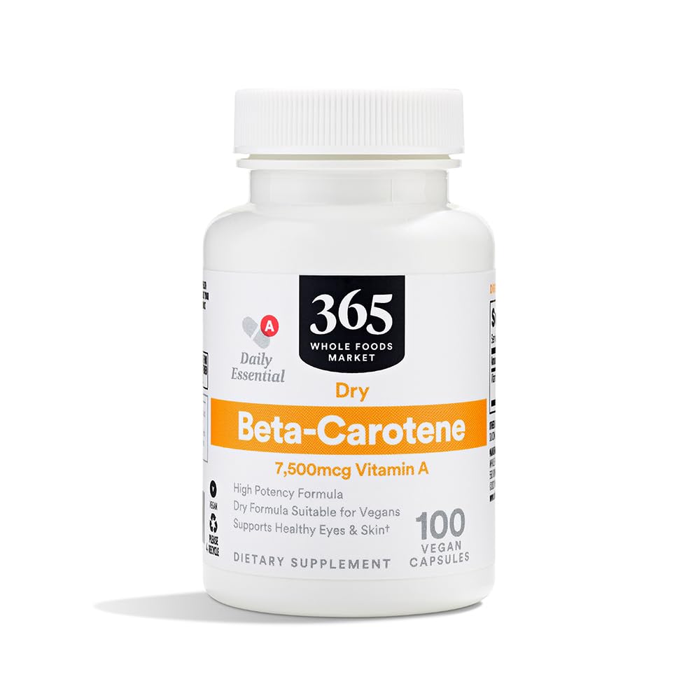 365 by Whole Foods Market, High-Potency Beta-Caroten, 7500mcg Vitamina A, 100 Vegan Capsule