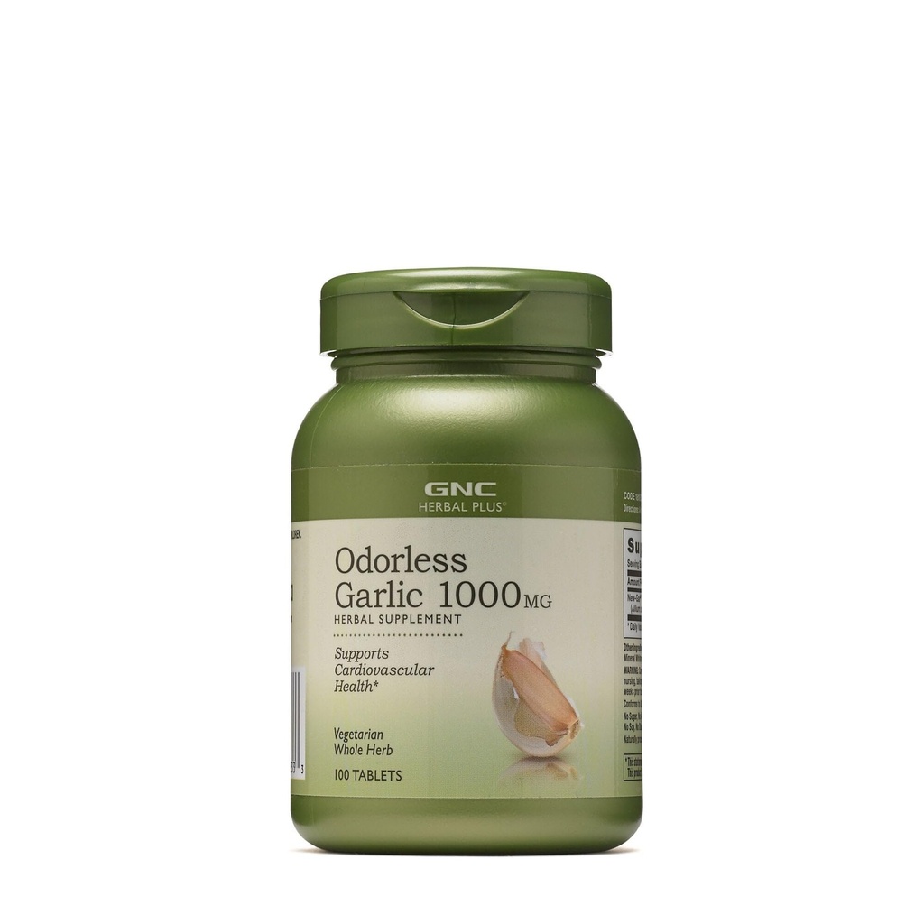 GNC Herbal Plus Odorless Usturoi 1000mg Supliment, vegetarian, Sustine Sanatate cardiovasculara, 100 Serviri