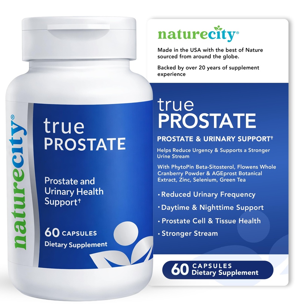 NatureCity True-Prostate Urinary Tract & Prostate Supplement Supplement for Men's Health Cranberry Extract & Super Beta Prostate Sitosterol Complex 60 Capsule - Prostate Health for Men