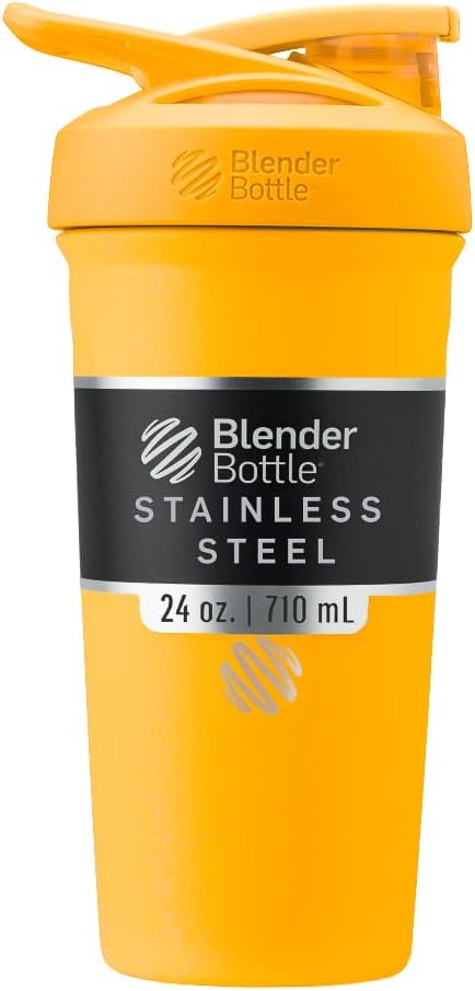 BlenderBottle Sport Izolat din oțel inoxidabil Shaker Sticla cu whisk sârmă, 24-Ounce, Mango 