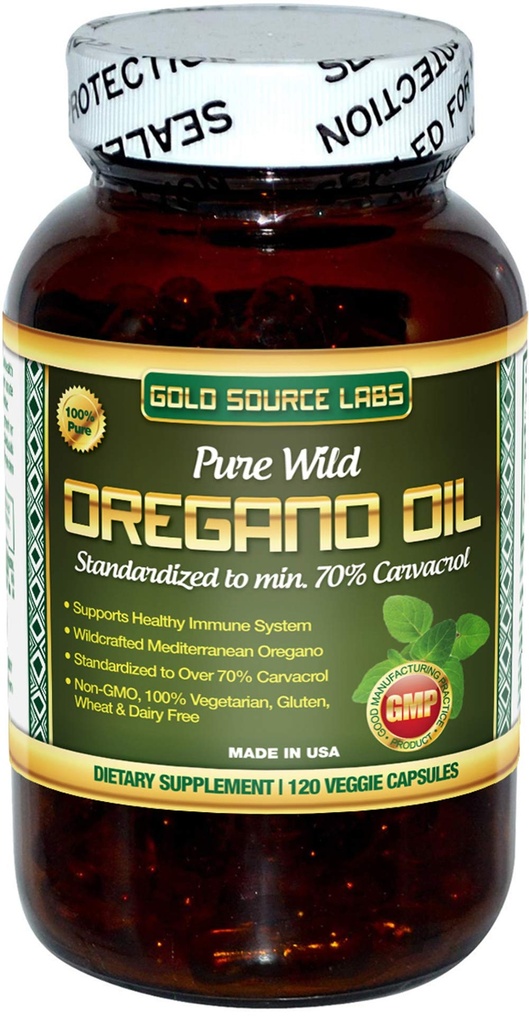 Capsule de ulei Oregano Wild - 120 lichid Veggie Softgels - Extract de frunze de Oregano pur standardizate oferă 70% Carvacrol (32 mg) pentru sistemul imunitar de sănătate - Non OMG, Vegan, Gluten gratuit
