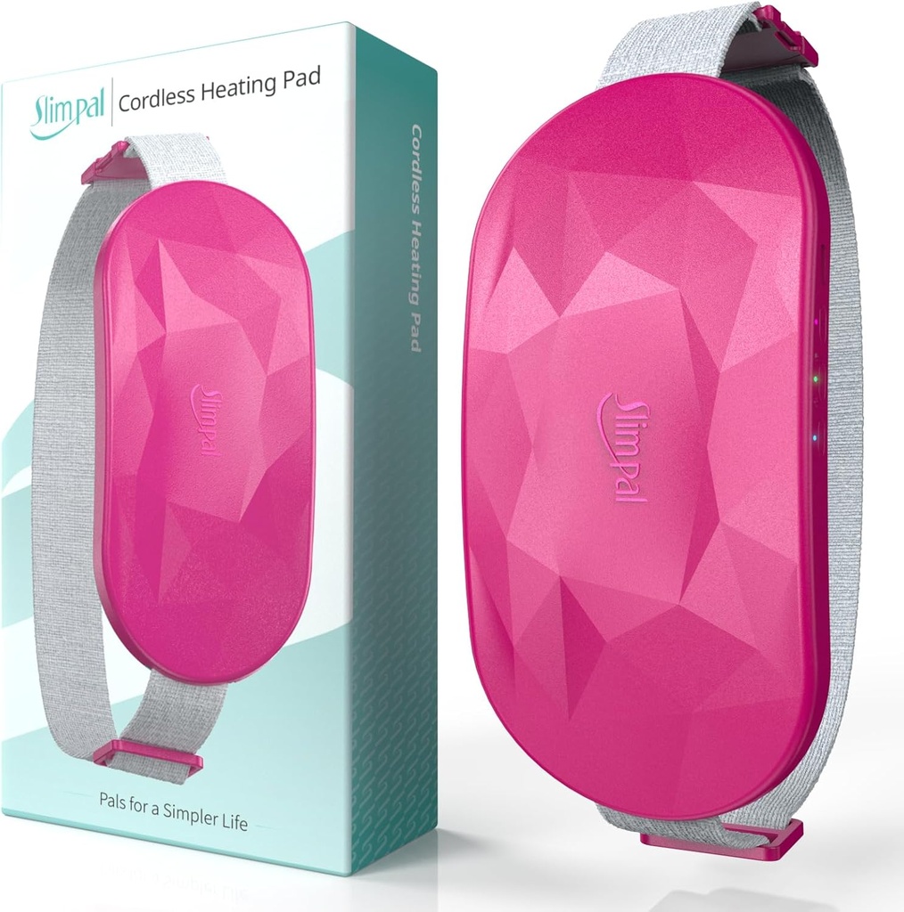 Pad de încălzire portabil Slimpal pentru crampe de perioadă, electric fără fir spate Belly talie de încălzire Pad pentru relief crampa menstrual, Reîncărcabile cadou centura de căldură purtabilă pentru soția ei femei fată, roz închis