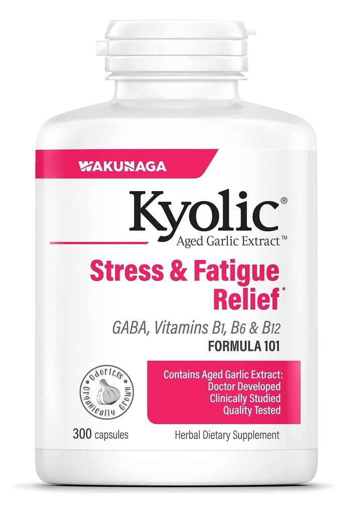 Kyolic Aged Usturoi Extract Formula 101, Stres și Oboseală Relief, 300 capsule.