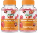Probiotic de viață 2 miliarde de copii CFU + Suport imun Copii, Gume Bundle - mare Tasting, Supliment de vitamine, Gluten gratuit, OMG gratuit, Gummy mesteca