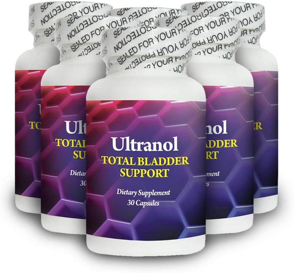 Ultranol Total Bladder de sprijin - Natural Cranberry Supliment pentru sanatatea urinara, Controlul vezicii urinare hiperactive, Incontinenta - Reduce scurgeri si urgenta - 6 sticle - 180 capsule
