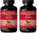 Creşterea părului Vitamine de păr fără biotină - DHT Blocker Complexul de păr - pentru bărbaţi şi femei - Sprijin pentru creşterea sănătoasă a părului - Saw Palmetto Extract capsule - 2 sticle 120 comprimate filmate