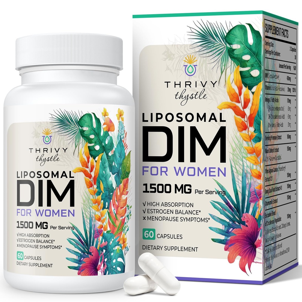 Liposomal DIM Supliment - 1500 mg Femei DIM Supliment - Estrogen Suplimente Contine vitamina E, seara Primrose, negru Cohosh, Omega-3 acizi grasi