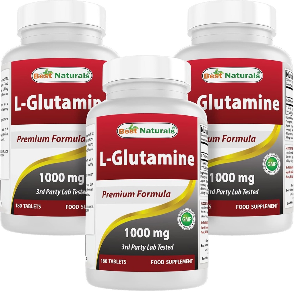 Cele mai bune naturale L-Glutamine 1000 mg 180 comprimate (180 număr de 3)