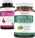 Sfeclă rădăcină & extract de ceai verde (1-Month Supply) Duo putere dezintoxicare - organică rădăcină de sfeclă cu piper negru pentru absorbție 1250mg (60 comprimate) și extract de ceai verde 98% cu EGCG 1000mg per servire (60 capace)