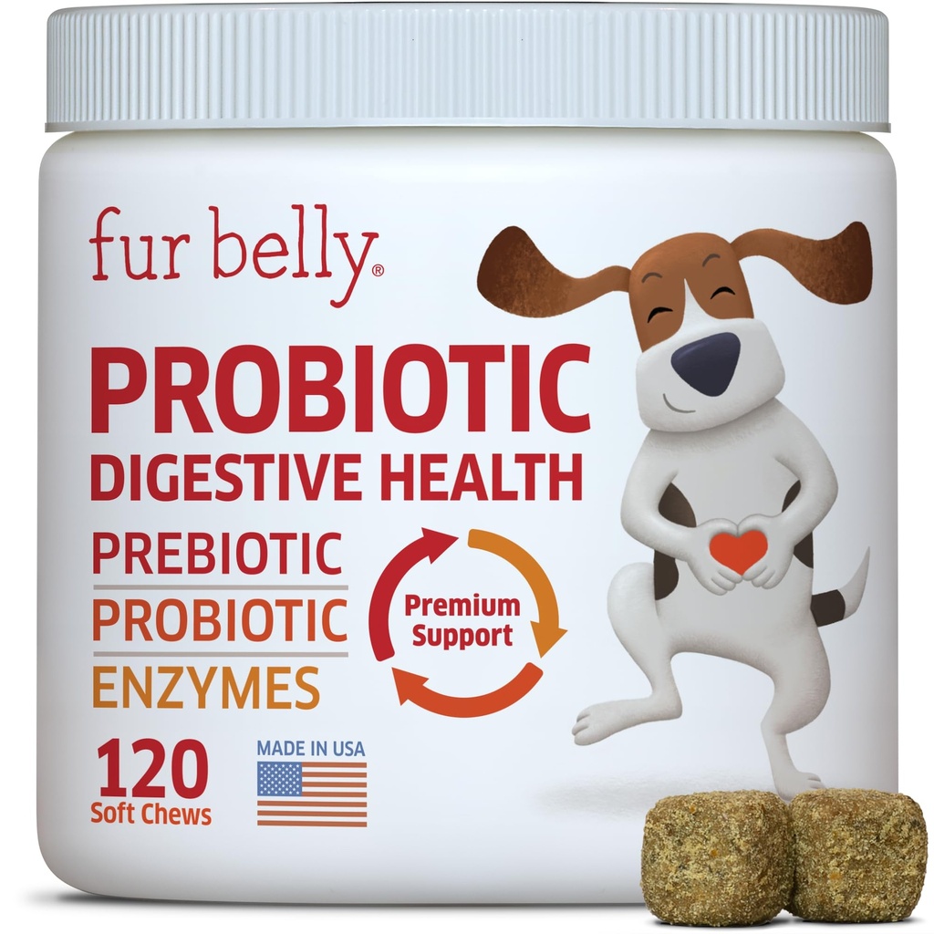 Probiotice pentru câini - Hot Spot Remedy pentru câini + Prebiotic - Dog Alergia Chews - Îmbunătățirea Digestion & Supărat Tummy, Relieve Gas & Diaree, Probiotice câine și Enzime digestive, 120 Dog Probiotic Chews