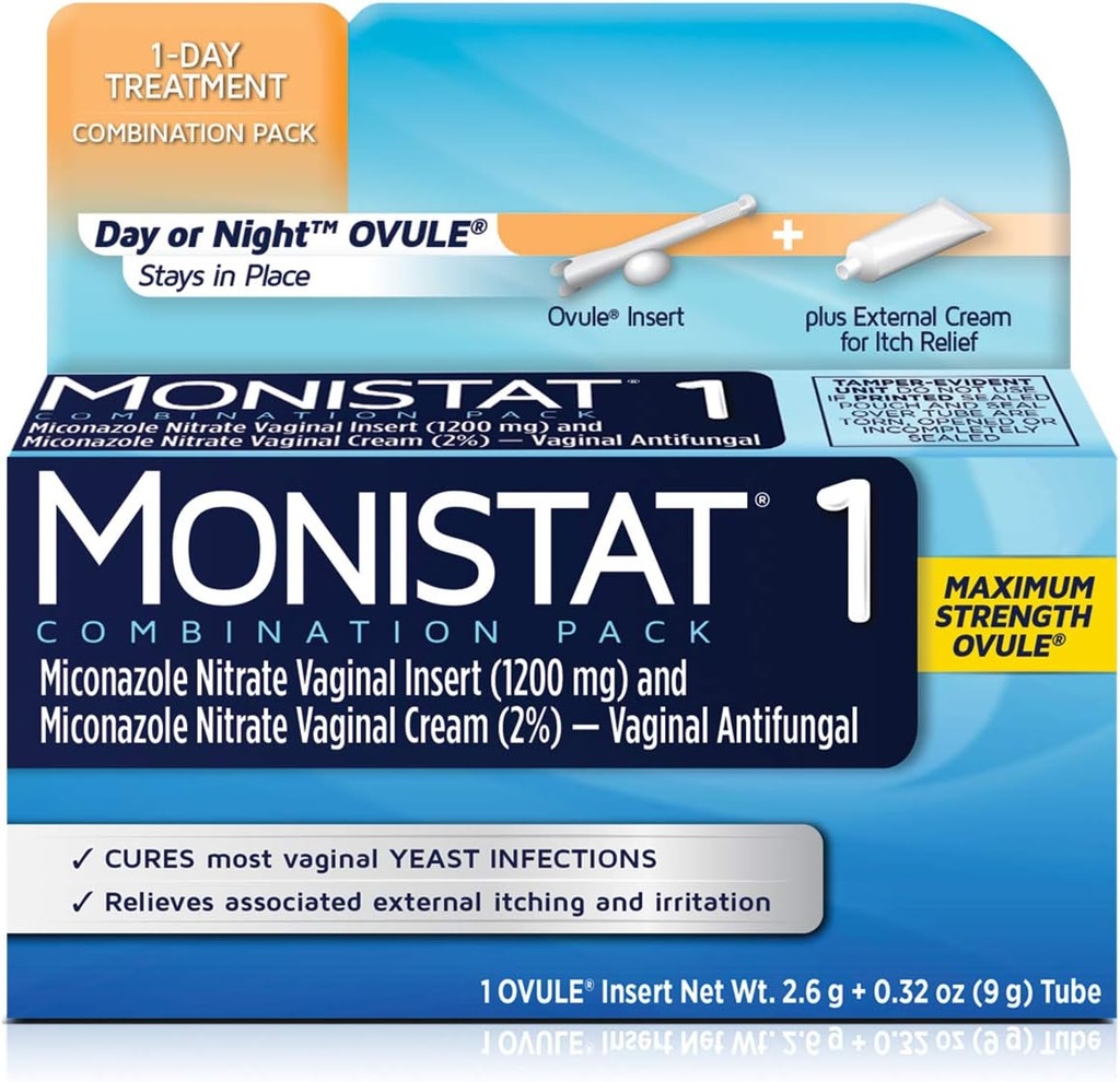 MONISTAT 1- Dose Tratamentul infectiei cu dungi, 1 Ovule Inserare & External Itch Cream