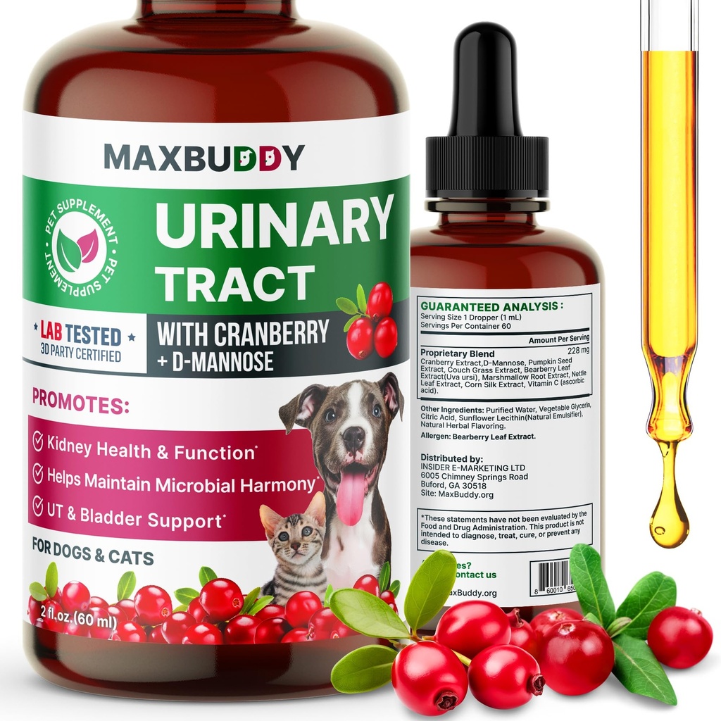 MaxBuddy Natural UTI de tratament suport - Cranberry Infectie tract urinara Ingrijire & Prevenire asistenta pentru pisici si caini de câine 