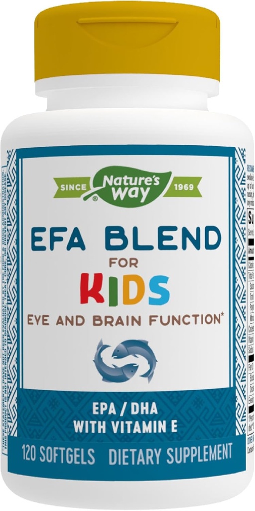 Natura's Way EFA Blend pentru copii cu vitamina E, Suporturi ochi și funcția creierului*, 120 Softgels