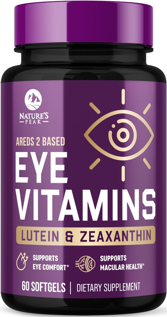 Vitamine ochi și Suplimentul mineral - conține zinc, cupru, luteină, & Zeaxantină, suporta tulpina ochi uscat, Viziune Sănătate pentru adulți, non-GMO, pastile Vegan ochi de îngrijire & minerale suplimente - 60 capsule