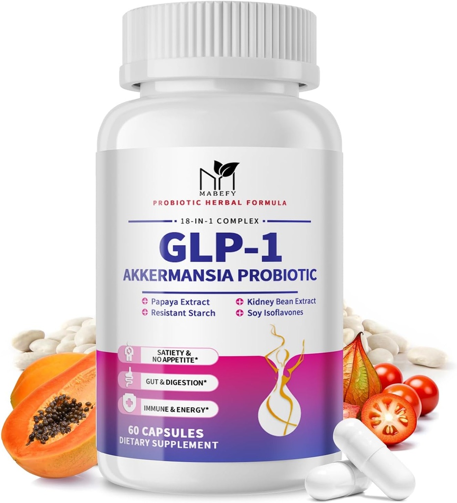 Akkermansia Supliment probiotic pentru femei si barbati, Prebiotice naturale pentru Digestive, Sanatate gutoasa, Energie, Sănătate generală, Supliment digestiv cu lsoflavone de soia, Bromelain, 60 capsule