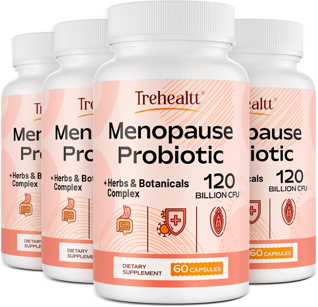 Menopause suplimente pentru femei, 120 Miliarde CFU Probiotic, 13-in-1 Herbs & Botanics Complex, pentru Hormone Menopause, Hot Flashes, Transpirații de noapte, Swings Mood, Disturbane de somn, Vegan, 240 Capsule