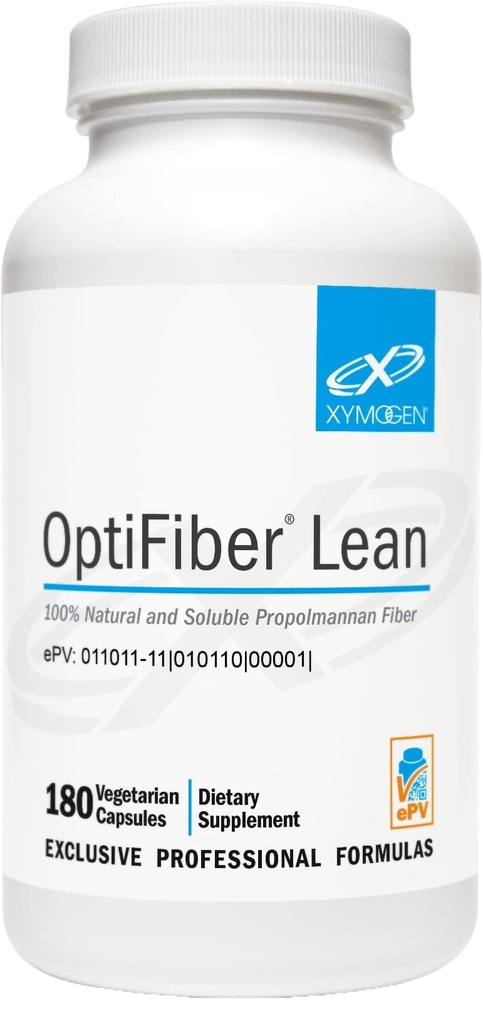 XYMOGEN OptiFiber Lean, Daily Fiber Supliment Pastile - 100% Natural Soluble Propolmannan Dietary Fiber - Suport Digestion, Satiety & Regularity - servește ca prebiotic (120 capsule)
