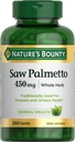 Natura lui Bounty Saw Palmetto suport pentru prostata si sanatatea urinara, Herbal Health Supplement, 450mg, 250 capsule