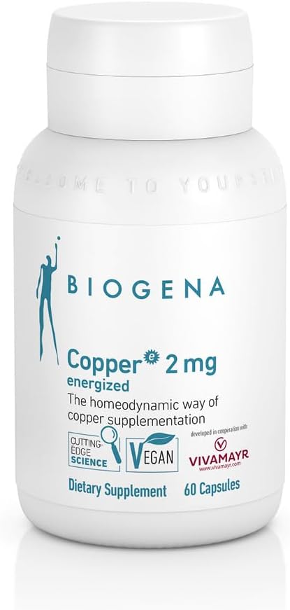 Biogena Copper 2 mg energizat - în forma de citrat uşor absorbit şi bine tolerat - 60 capsule