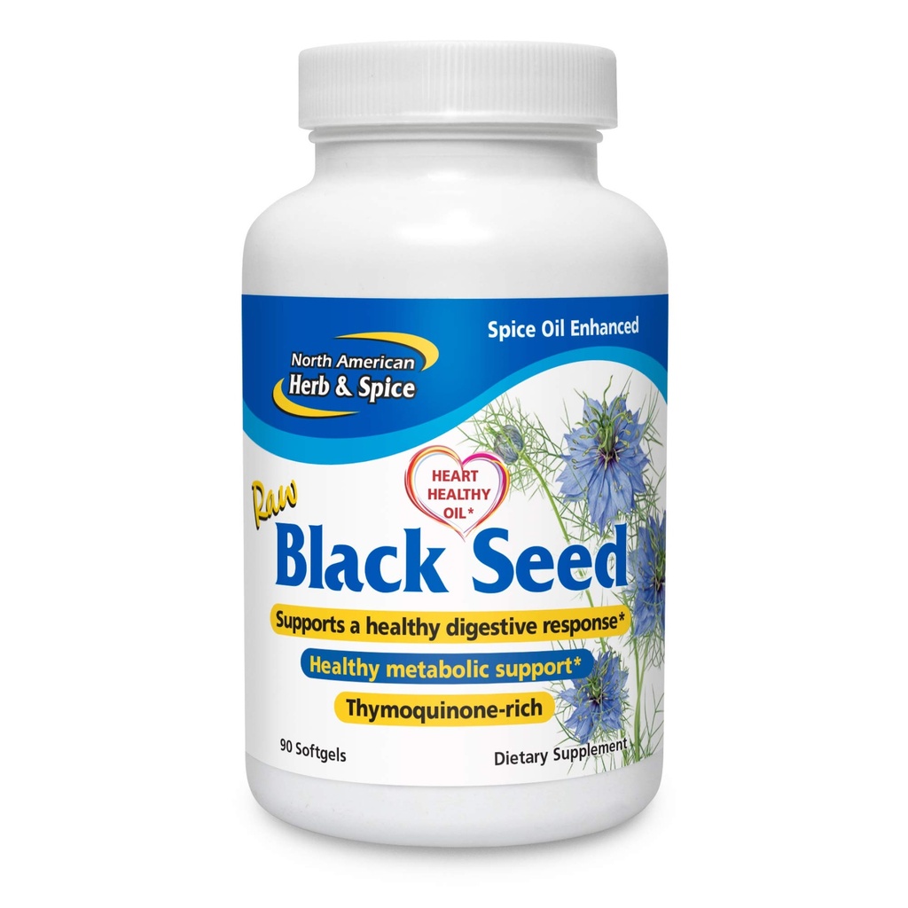 NORD AMERICAN HERB & SPICE Ulei negru de semințe 1000 mg - 90 Conte - Ficat, vezica biliară și funcția intestinală - Heart & Digestive Health - Black Seed Oil, Oregano Oil, Fennel - Non-GMO - 45 Servings