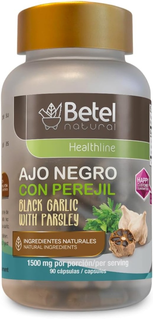 Betal Natural AJO Negro con Perejil/Susic negru cu pătrunjel și capsule de Cayenne Superfood potent - 1500 mg por Porcion