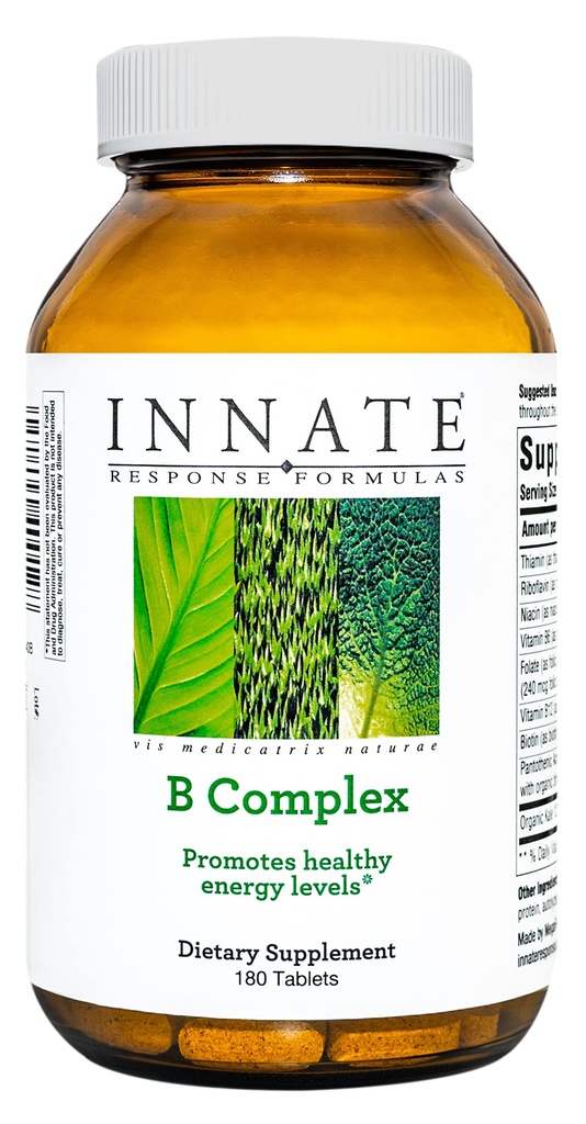 Formulari de răspuns INATE B Complex - B Suplimentul de vitamine - Suportă producția și metabolismul energiei celulare - Vegan, Cosher, Proiect non-GMO verificat - Made without 9 Food Allergens - 180 tablete