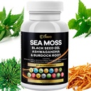 Sea Moss 3000mg Black Seed Oil 2000mg Ashwagandha 1000mg Bladderwrack 1000mg Turmeric 1000mg Buddock 1000mg Vitamina C & D3 Elderberry Manuka Yellow Dock Clorofill ACV