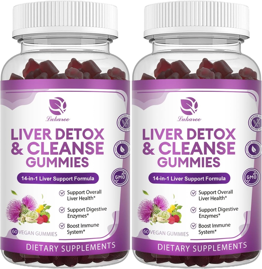 Ficat Cleanse Detox & Reparaţii Gume - Extra Putere 14 în 1 Suplimentul de suport pentru ficat w/Milk Thistle Silymarin, Dandelion, Extract de Anghinare şi Anghinare - Fără zahăr, Supliment de sănătate hepatică -120 Ct