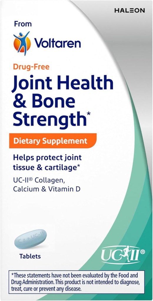 Voltaren Joint Health and Bone Power Supplement Dietary from Voltaren, with UC-II (R) Colagen, Calciu, and Vitamina D for Healthy Aging of Joint Tesut and Cartilage 30 Count Bottle