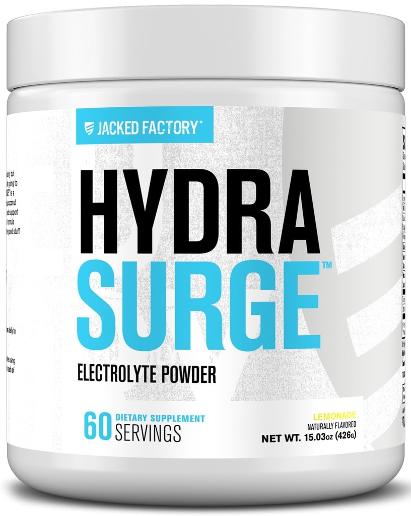 Fabrica de Jacked HYDRAURGE Electrolit pulbere - Supliment de hidratare w/Key Minerale, Himalaya Marea sare, Nucă de cocos apă - Keto prietenos, natural îndulcit - 60 Serviri, Lemonade