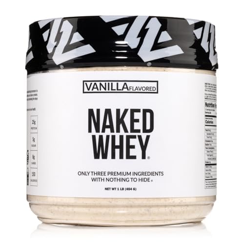 Naked Vanilla Whey Proteina 1Lb, Doar 3 Ingrediente, Toate iarba naturala Fed Whey Pulbere de proteine + Vanilie + zahar de nuca de cocos - fără OMG-uri, soia, gluten gratuit. Ajutor crestere musculara, 12 Serviri