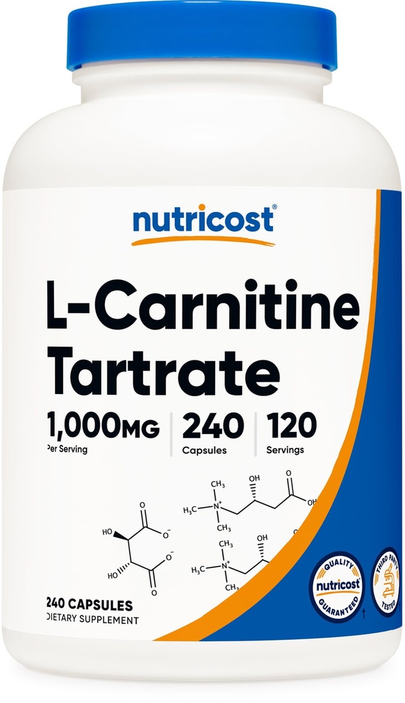 Nutricost L-Carnitina tartrat 1000 mg, 240 capsule - 500 mg per capsulă, 120 Servings