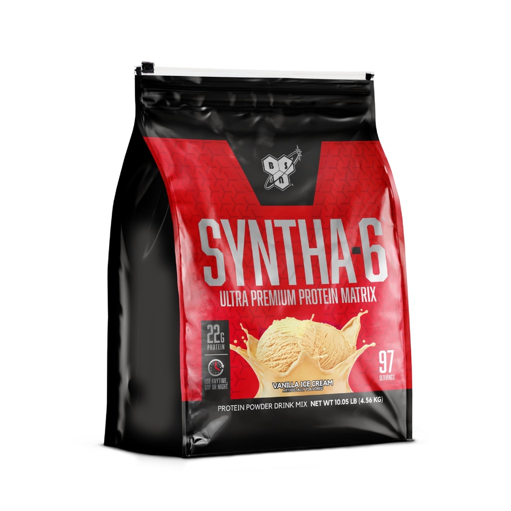 BSN SYNTHA-6 Whey Pulbere de proteine, Vanilla Proteine Pulbere cu Micellar Casein, Lapte Proteine Izolate Pulbere, Vanilla Inghetata, 97 Serviri (Pachet mai Vary)