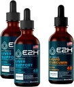 E2H: Supliment de suport hepatic (2 ambalaj - 4 Fl Oz) și Curcumin turmeric lichid (Single Bottle - 2 Fl Oz) 