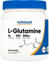 Nutricost L-glutamină pulbere (500 Grams) Nearomatizat - Gluten fără gluten & non-GMO, 100 Servings