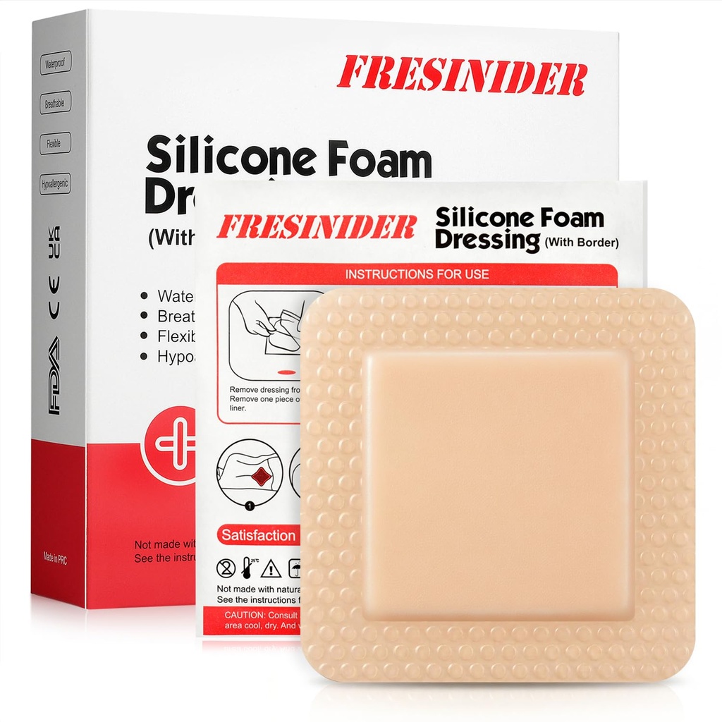 FRESINIDER Silicon spuma Dressing cu margine adezivă 
