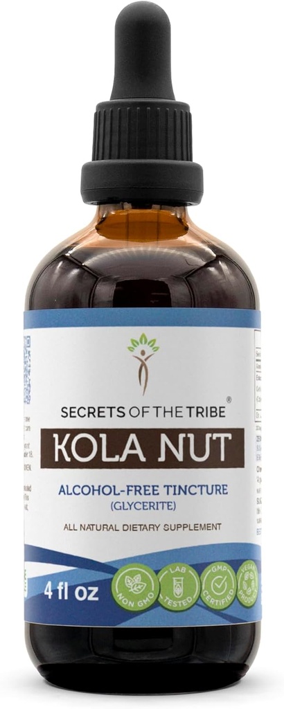 Secretele extractului fără alcool din Tribul Kola Nut Tincture, nuci de Kola (Cola Acuminate) Nut uscat (4 FL OZ)