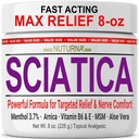 Sciatica Nervi Cream - Putere maximă Comfort Cream pentru picioare, mâini, picioare, degetele de la picioare, spate - Natural Ultra Putere Arnica, MSM, Mentol, Soothing Comfort, Mari 8 Oz