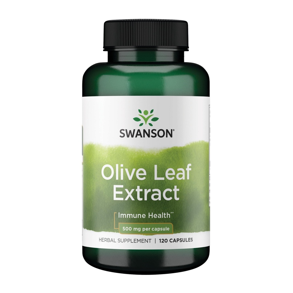 Swanson Olive Leaf Extract capsule cu 20% Oleuropein - Oferă sprijin imun, promovează sistemul cardiovascular de sănătate, și susține tensiunea arterială sănătoasă - (120 capsule, 500 mg fiecare)
