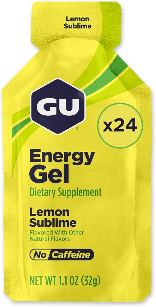 GU Energie Original Sports Nutrition Energy Gel, Vegan, Gluten-Free, Kosher, și lactate-Free On-the-Go Energie pentru orice antrenament, 24-Count, Lemon Sublime