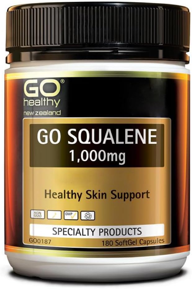 Go Healthy Go Squalene Skin Support, Antioxidant Protection, Colesterol Level Support 1000mg 180 Softgel Caps