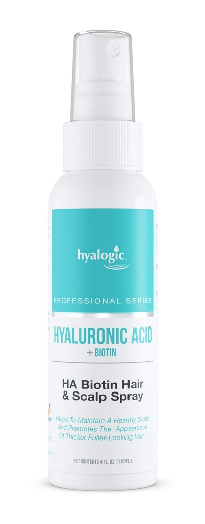 Spray de crestere a parului Hyalogic Biotin cu acid hialuronic - produs profesional de păr pentru thinning par - Hidratare sanatoasa Scalp, non-Greasy, Volumizing par produs (4 Fl oz)