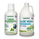 Land Art Pure Aloe Vera Gel Drinkable 64 fl oz + Clorofilă lichidă mentă aromată 16 fl oz