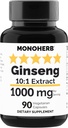 Extract de ginseng MONOHERB 1000 mg - 90 capsule vegetariene