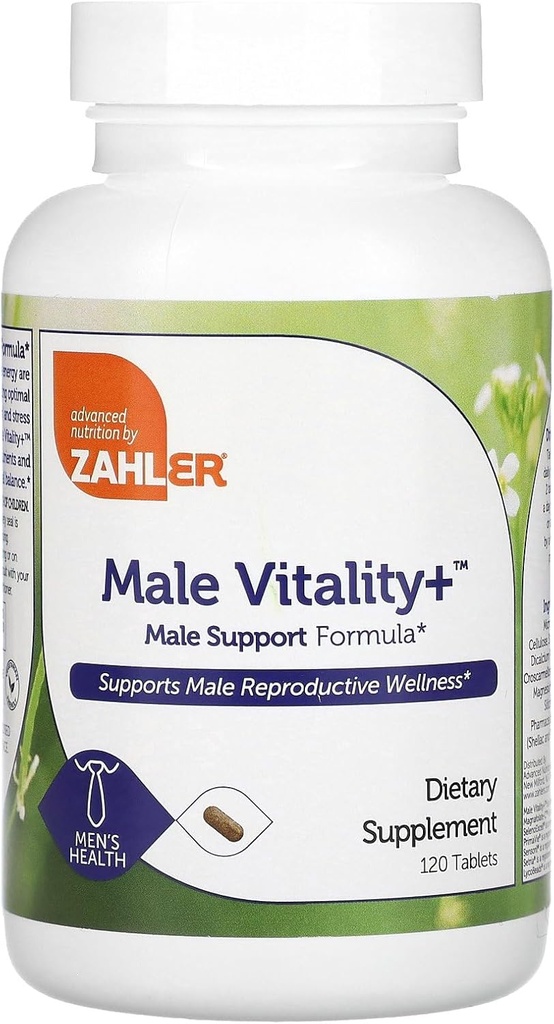Zahler Male Vitality+ Male Support Enhancing Supplement Formula with Shilajit, Ashwagandha, CoQ10, Vitamins and Minerals - Kosher Non-GMO Mens Health Supplement for Reproductive Wellness (120 Count)